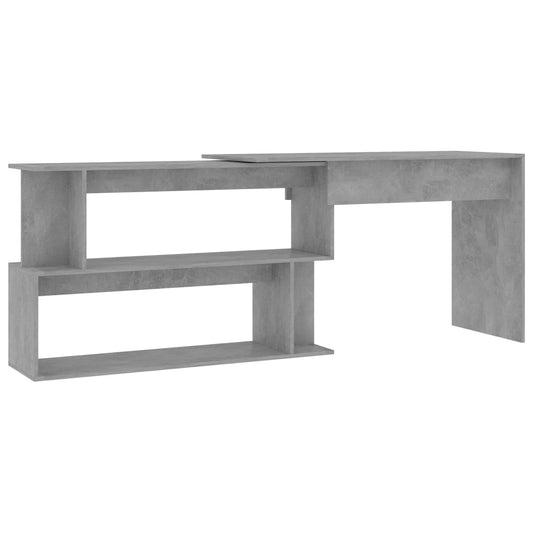 NNEVL Corner Desk Concrete Grey 200x50x76 cm Chipboard-1
