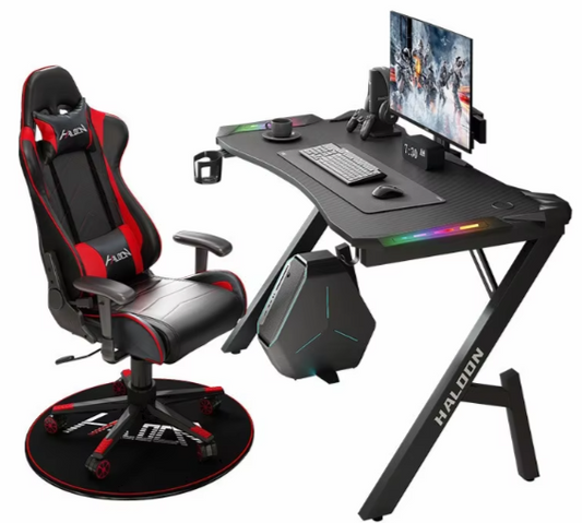 Gaming Desk with LED Lights Computer Desk K Shaped Desk - 120 x 60-1